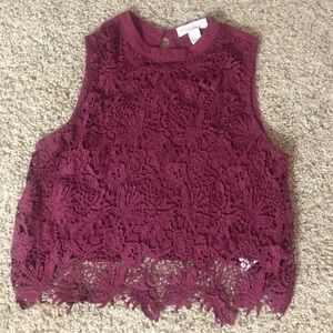 Burgundy Lace Crop-Top